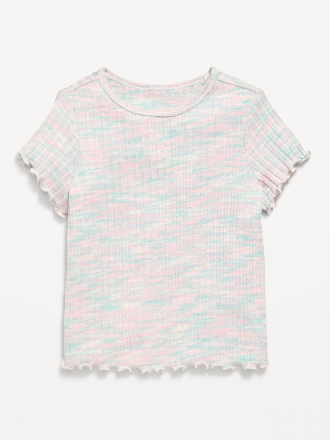 Short-Sleeve Lettuce-Edge T-Shirt for Toddler Girls - Cool Space Dye