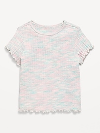 Image number 1 showing, Short-Sleeve Lettuce-Edge T-Shirt for Toddler Girls