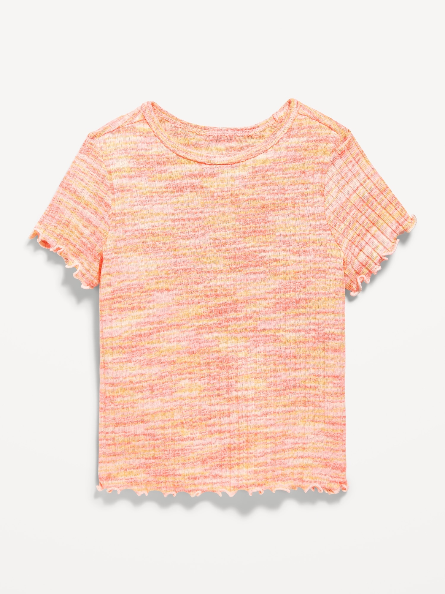 Short-Sleeve Lettuce-Edge T-Shirt for Toddler Girls