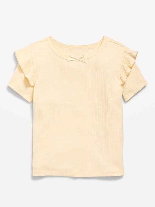 View large product image 1 of 1. Fitted Ruffle-Trim Rib-Knit Top for Toddler Girls