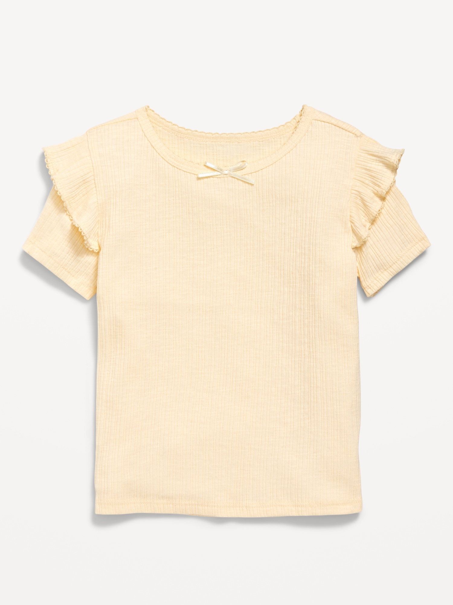 Fitted Ruffle-Trim Rib-Knit Top for Toddler Girls