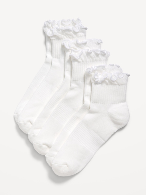 Ruffled Athletic Socks 3-Pack - White