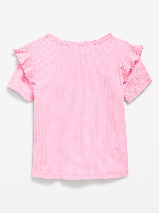 View large product image 2 of 2. Fitted Ruffle-Trim Rib-Knit Top for Toddler Girls