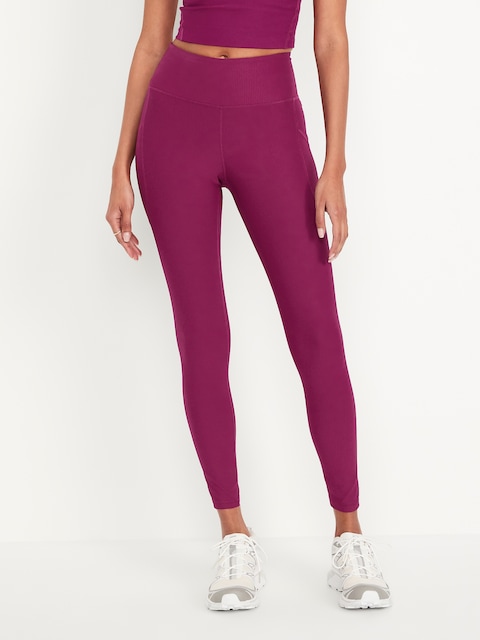 High-Waisted PowerSoft Rib Pocket Leggings - Ribbed Orchid