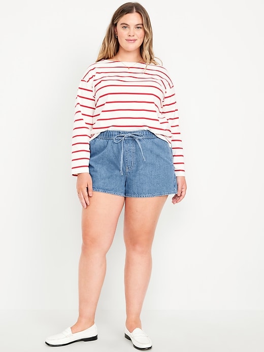 Image number 7 showing, High-Waisted Baggy Jean Shorts -- 3-inch inseam