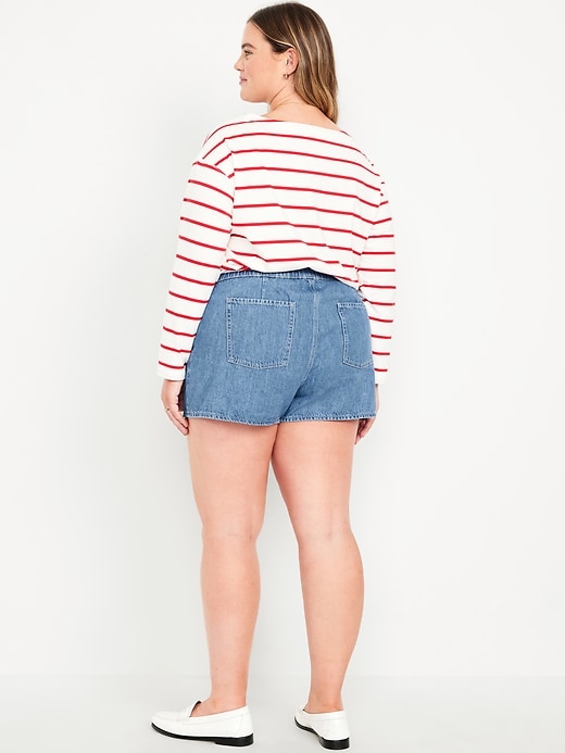 Image number 8 showing, High-Waisted Baggy Jean Shorts -- 3-inch inseam