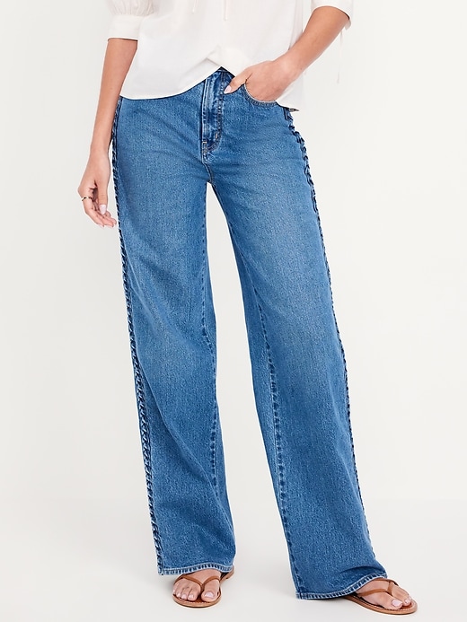 Image number 2 showing, Extra High-Waisted Braided Wide-Leg Jeans