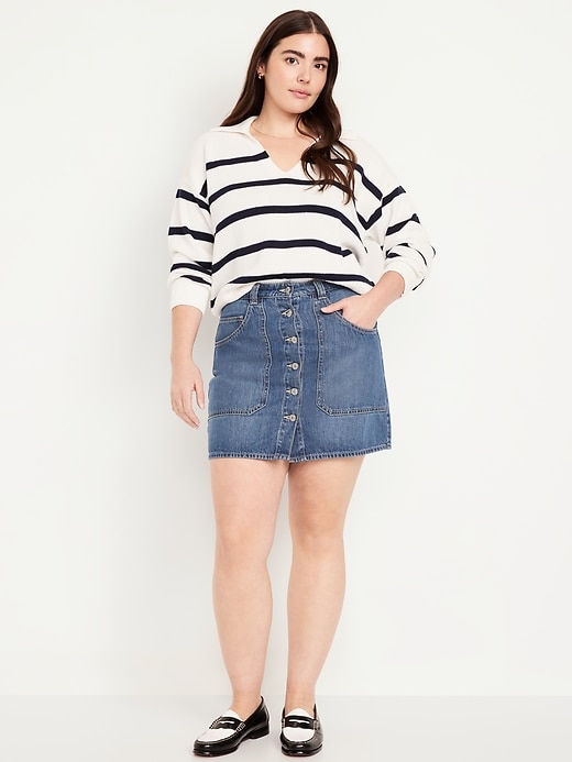 Image number 5 showing, Mid-Rise Jean Utility Mini Skirt