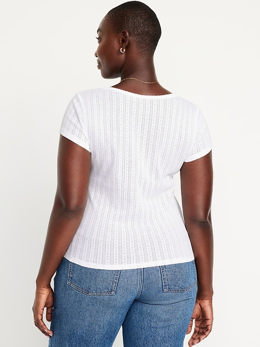 Image number 6 showing, Lace-Trim Ribbed T-Shirt