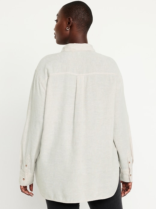 Image number 5 showing, Loose Button-Down Linen-Blend Shirt