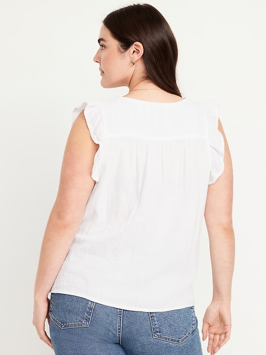 Image number 5 showing, Sleeveless Crinkle Gauze Top