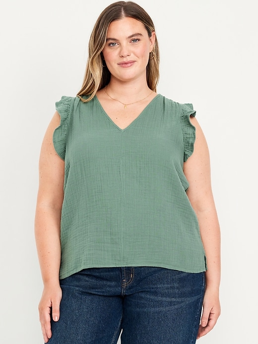 Image number 6 showing, Sleeveless Crinkle Gauze Top