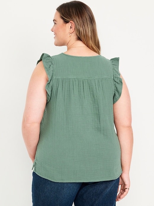 Image number 7 showing, Sleeveless Crinkle Gauze Top