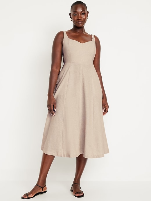 Image number 4 showing, Fit &amp; Flare Linen-Blend Midi Dress