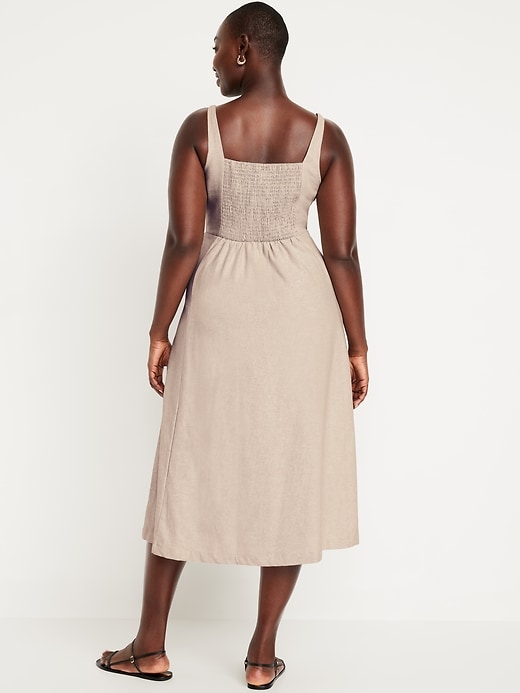 Image number 5 showing, Fit &amp; Flare Linen-Blend Midi Dress