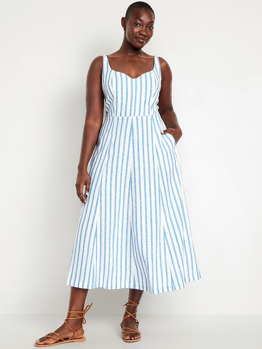 Image number 4 showing, Fit &amp; Flare Linen-Blend Midi Dress