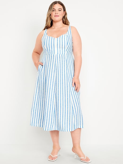 Image number 6 showing, Fit &amp; Flare Linen-Blend Midi Dress