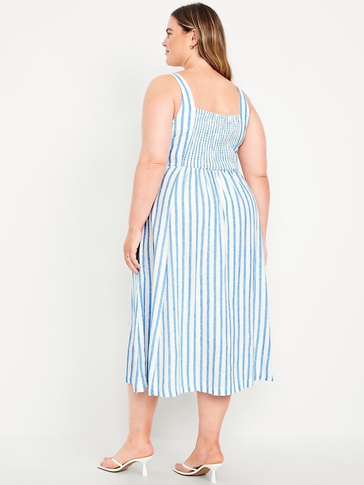 Image number 7 showing, Fit &amp; Flare Linen-Blend Midi Dress