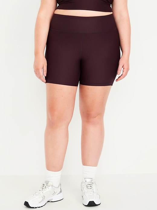 Image number 6 showing, High-Waisted PowerSoft Rib Biker Shorts -- 6-inch inseam