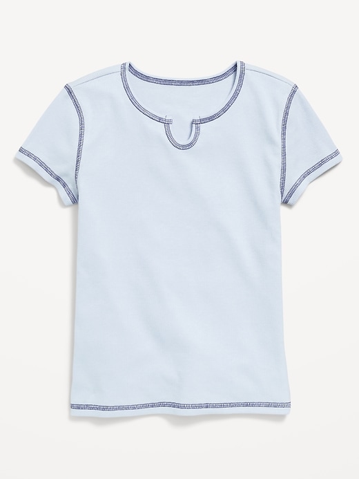 View large product image 1 of 1. Fitted Short-Sleeve Ribbed T-Shirt for Girls