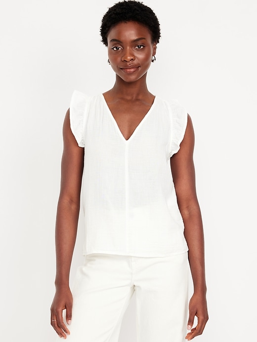 Image number 1 showing, Sleeveless Crinkle Gauze Top