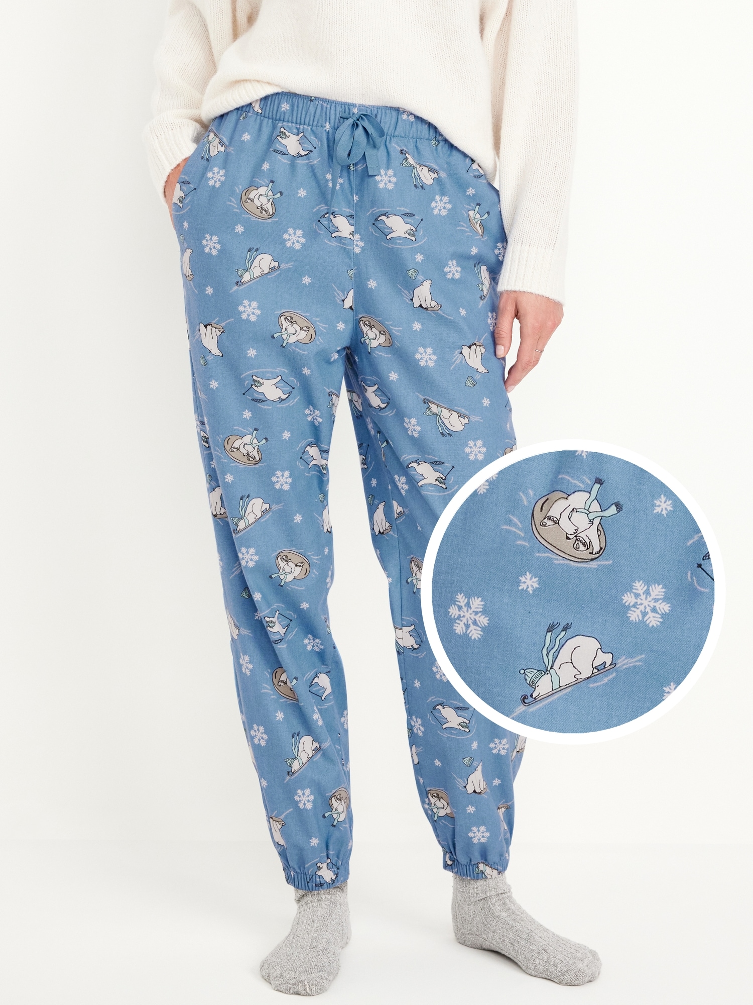 High-Waisted Flannel Pajama Joggers