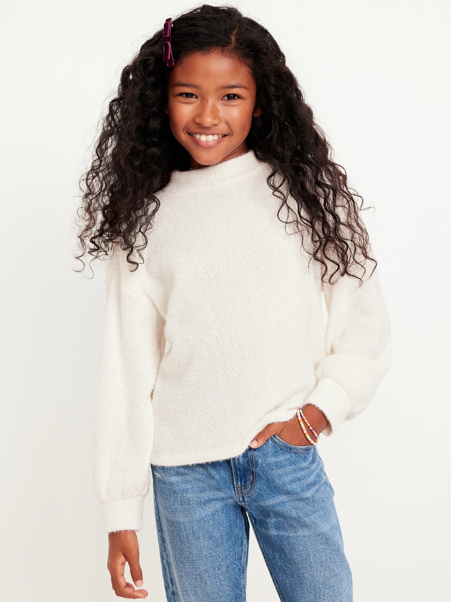 Cozy Mock-Neck Chenille Sweater for Girls