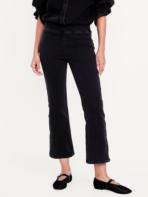 Image number 4 showing, High-Waisted Weekender Pull-On Crop Flare Jeans