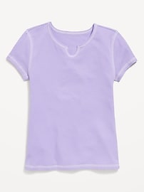 Image number 1 showing, Fitted Short-Sleeve Ribbed T-Shirt for Girls