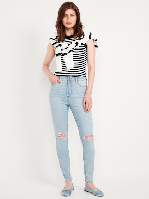 Extra High-Waisted Rockstar 360° Stretch Super-Skinny Jeans - Light Distressed
