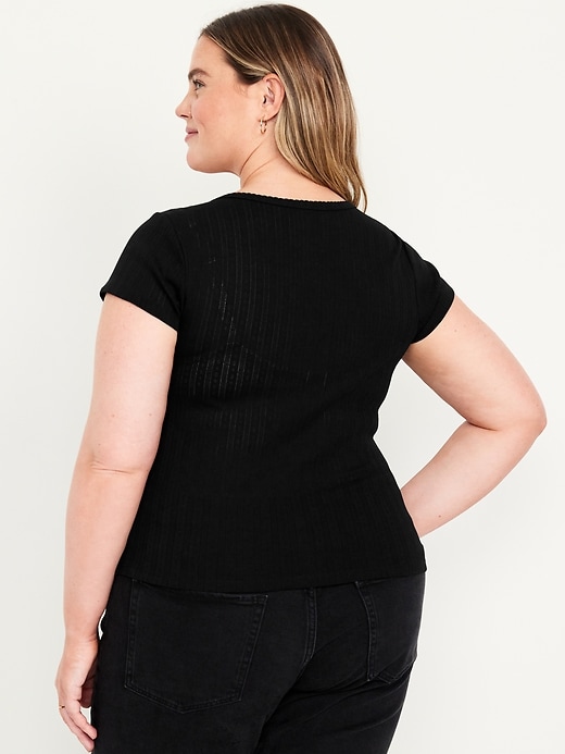 Image number 8 showing, Lace-Trim Ribbed T-Shirt