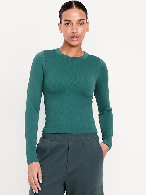 Exhale Seamless Fitted Rib T-Shirt - Moss Agate