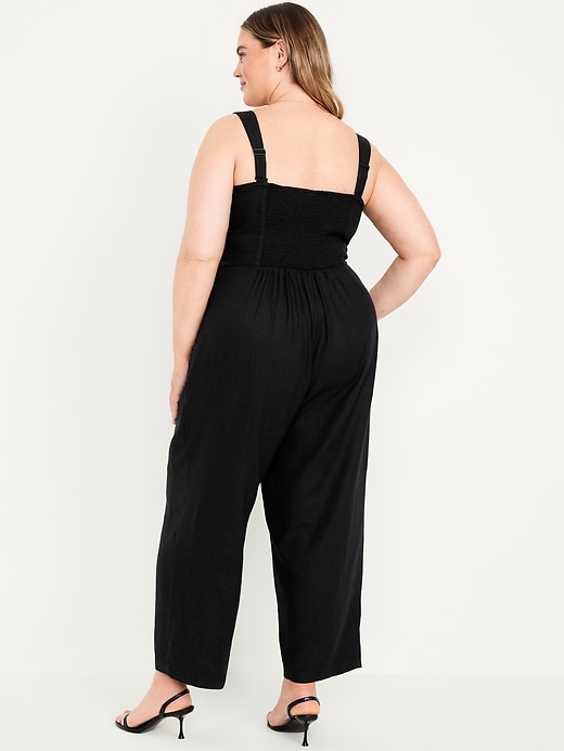 Image number 7 showing, Button-Front Linen-Blend Cami Jumpsuit