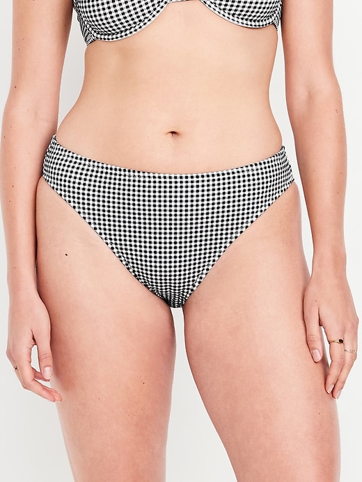 Image number 5 showing, Mid-Rise Textured Bikini Swim Bottoms