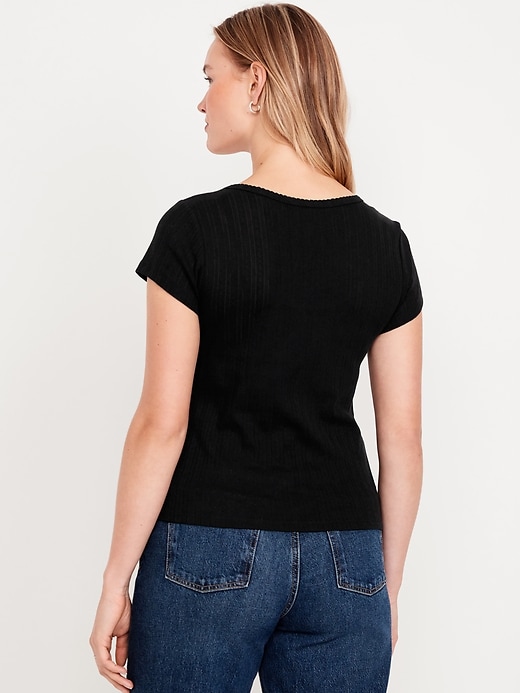 Image number 6 showing, Lace-Trim Ribbed T-Shirt