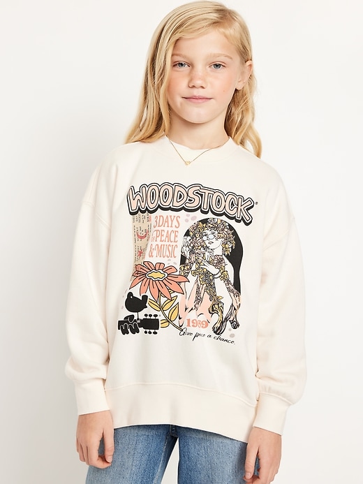 View large product image 1 of 3. Oversized Licensed Graphic Tunic Sweatshirt for Girls