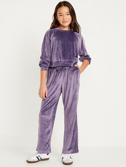 View large product image 1 of 4. Velour Crew-Neck Sweatshirt and Straight-Leg Pants Set for Girls