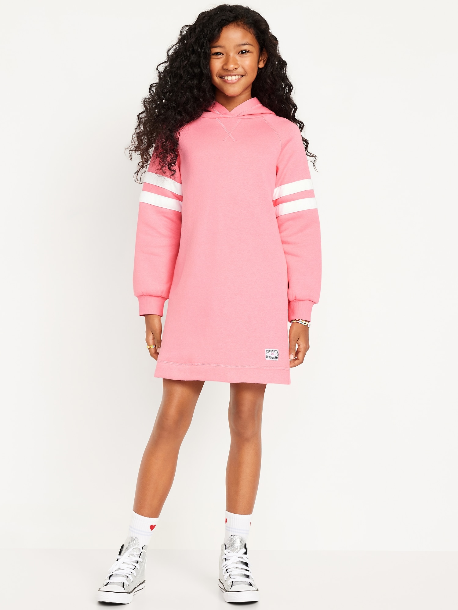 Long-Sleeve Hooded Fleece Dress for Girls