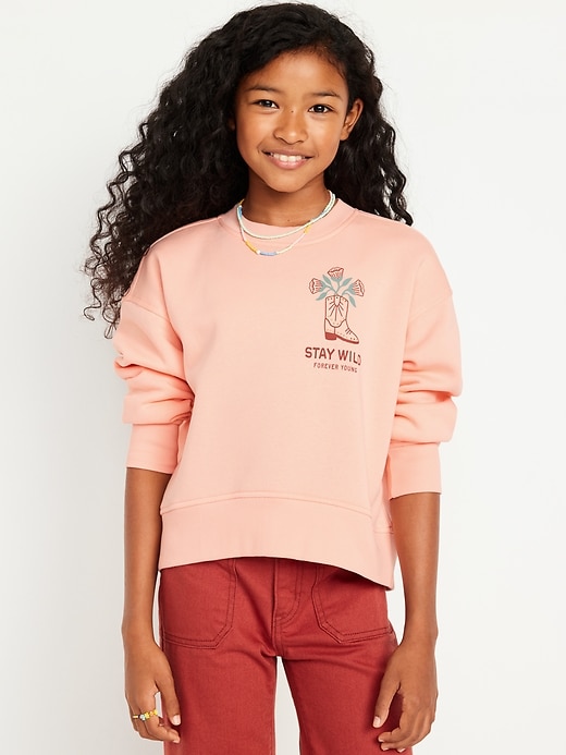 View large product image 1 of 3. Vintage Oversized Crew-Neck Graphic Sweatshirt for Girls