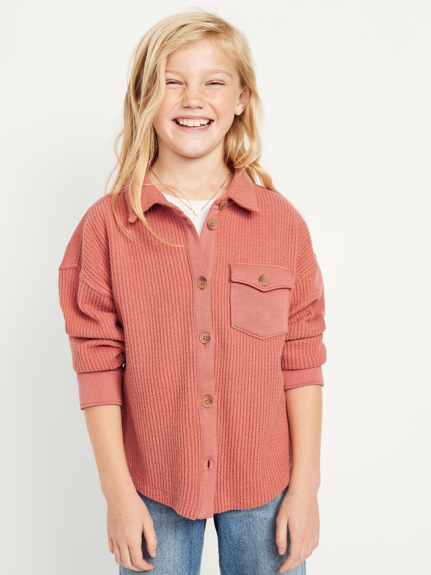 Cozy Waffle-Knit Shacket for Girls | Old Navy