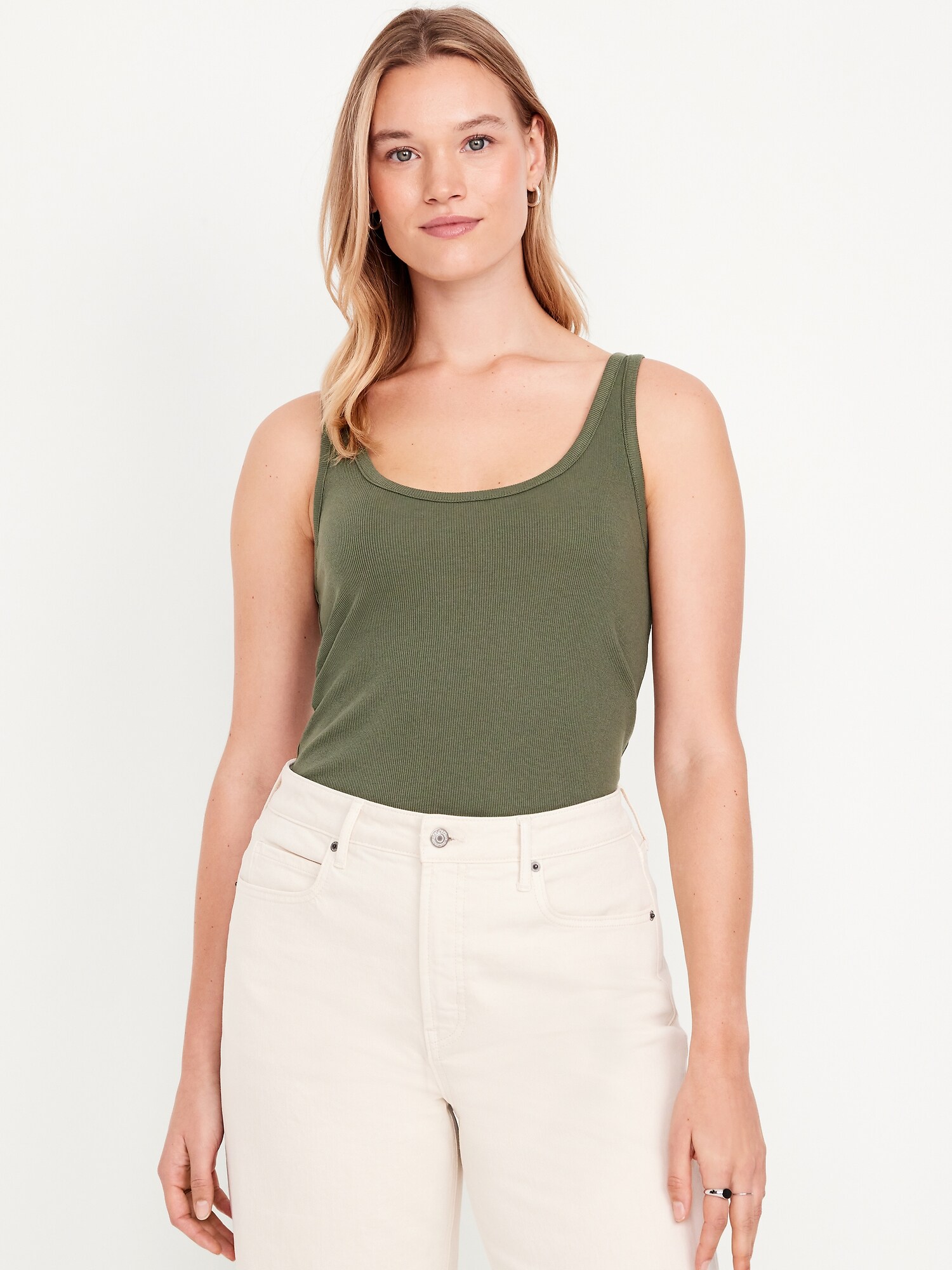 Женский топ Old Navy First-Layer Ribbed Scoop-Neck Tank Top, цвет: Alpine Tundra — фото 5