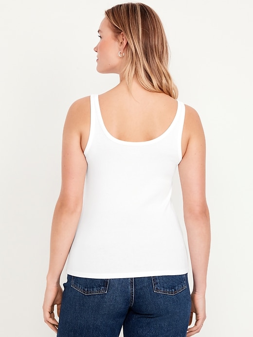 Image number 6 showing, First-Layer Ribbed Scoop-Neck Tank Top