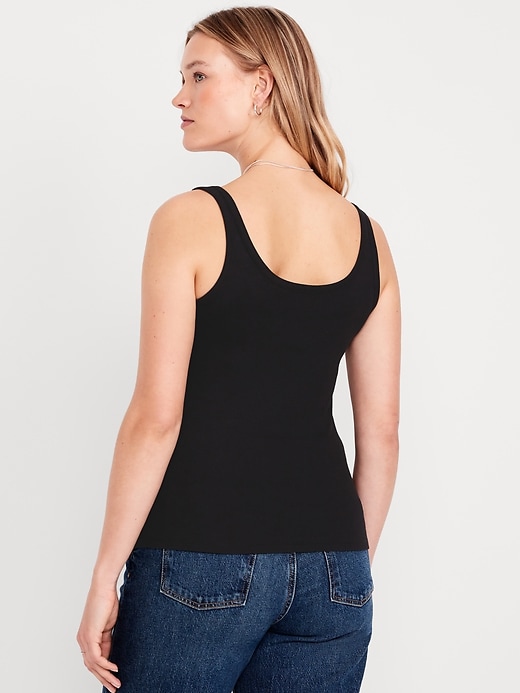 Image number 6 showing, First-Layer Ribbed Scoop-Neck Tank Top