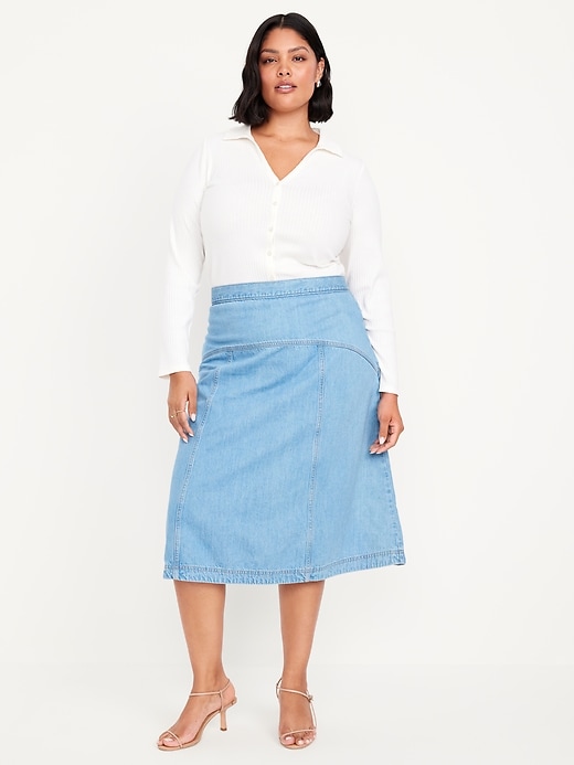 Image number 6 showing, Mid-Rise Jean Midi Skirt