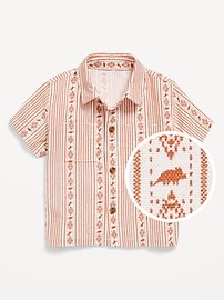 Image number 2 showing, Printed Short-Sleeve Linen-Blend Pocket Shirt for Baby