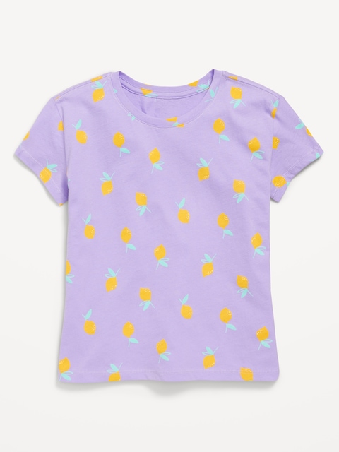 Softest Short-Sleeve Printed T-Shirt for Girls - Lemons