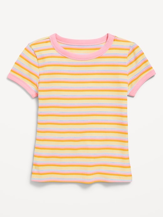 View large product image 2 of 3. Fitted Short-Sleeve Ribbed T-Shirt for Girls