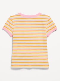 View large product image 3 of 3. Fitted Short-Sleeve Ribbed T-Shirt for Girls