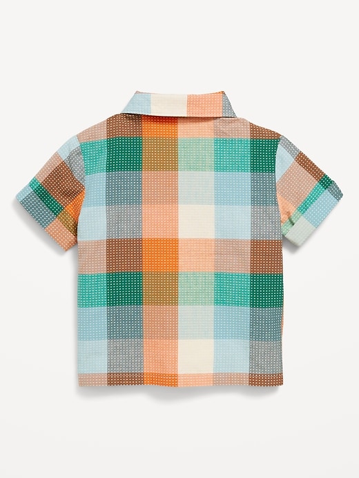 View large product image 2 of 2. Short-Sleeve Textured Dobby Shirt for Toddler Boys