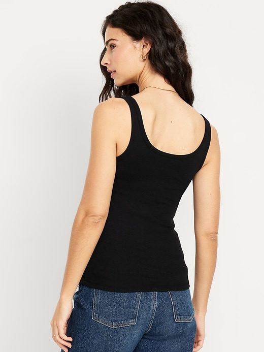 Image number 2 showing, First-Layer Ribbed Scoop-Neck Tank Top